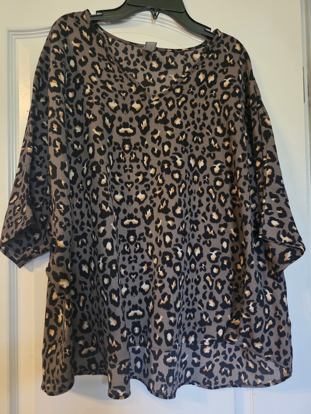 Leopard Print Dolman Sleeve Blouse - Taupe/Black